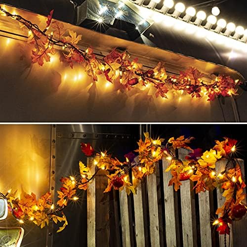 TIGOMOOV Lighted Fall Decorations for Home Maple Leaf String Lights Plug in 120V, Thanksgiving Garland with Lights, 35 Bulbs Lighted Fall Garland String Lights for Fireplace Mantle Decor by TIGOMOOV