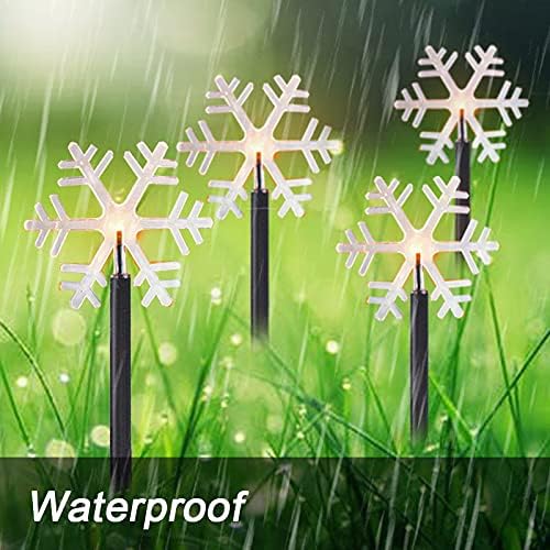 5 Pack Solar Christmas Snowflake Pathway Lights 6.3 Ft Total Outdoor Waterproof Landscape Lights Christmas Decorations for Pathway Garden Walkway Yard Lawn Patio (Warm White) - Image 5