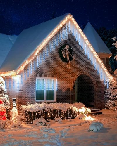 Flacchi Christmas Lights 10 Tubes Blue Meteor Shower Icicle Lights 240 LED - Image 6