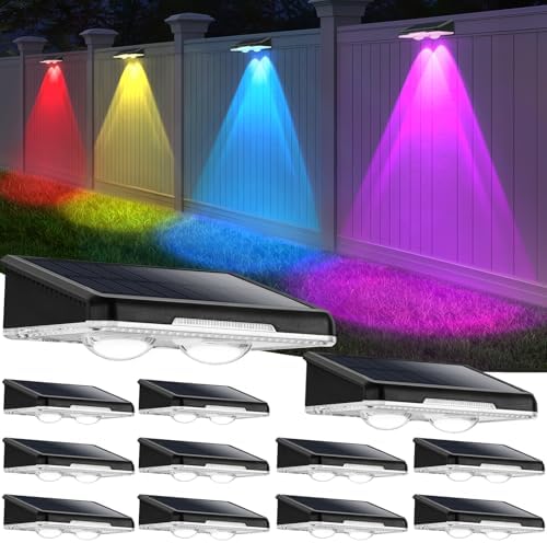 Brightever Solar Fence Lights Black 16-Pack, Color Changing & 7 Fixed Color by Brightever