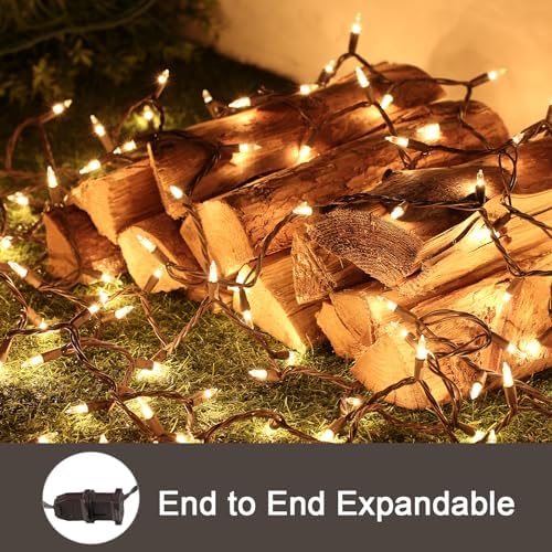 BrizLabs White Incandescent Mini Christmas Tree Lights 100 Count Brown Wire - Image 4