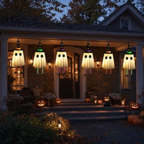 Halloween Decorations Outdoor, Spooky Ghost Halloween Decor with Witch Hat - Image 5
