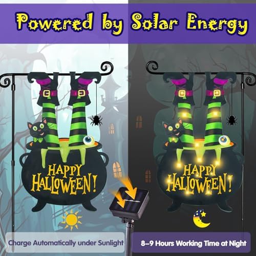 Halloween Lighted Garden Flag, Witch Feet Yard Decor, 28x40 In - Image 5