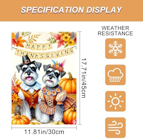 BlissYard Fall Schnauzer Pilgrim Garden Flag 12x18 Inch Outdoor Decor - Image 3