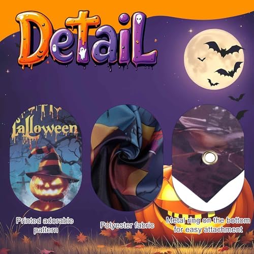 Halloween Decorations Pumpkin Door Cover Decor for Front Door Porch Outdoor Decor Window Wall - Image 5
