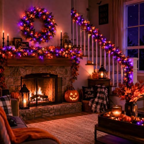 Nisocy 100FT Purple and Orange Halloween String Lights - Image 3