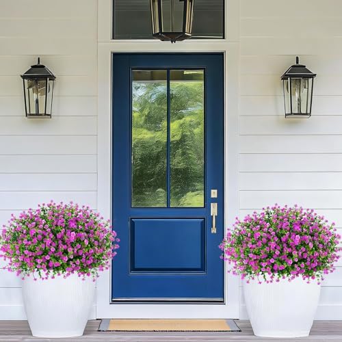 Yastouay Artificial Flowers for Outdoors UV Resistant, 34 Bundles Fuchsia Realistic Fake Outdoor Flowers Fake Plants, Faux Flowers for Outdoor Planters Front Porch Garden Window Box Farmhouse Decor - Image 5