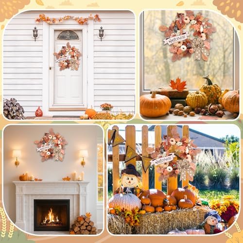 Fall Wreaths for Front Door Decor Artificial Flower, 20" Autumn Floral - Image 5