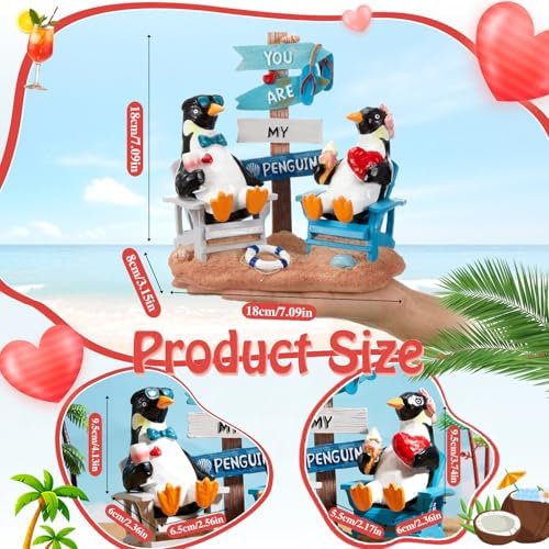 Wonderjune Beach House Decor Resin Sign Figurine for Mantle,Penguin - Image 3