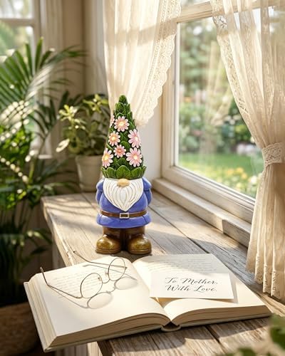 Nacome Solar Garden Outdoor Statues Gnome with Succulent - Image 6