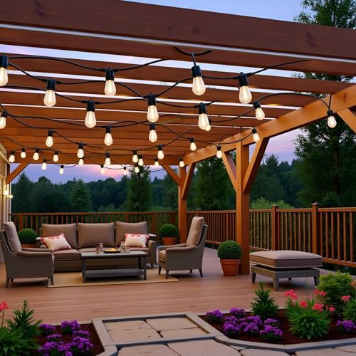YULETIME 2-Pack 35 ft 15 LED Patio String Lights Plug-in, E26 Base S14 Bulb - Image 3