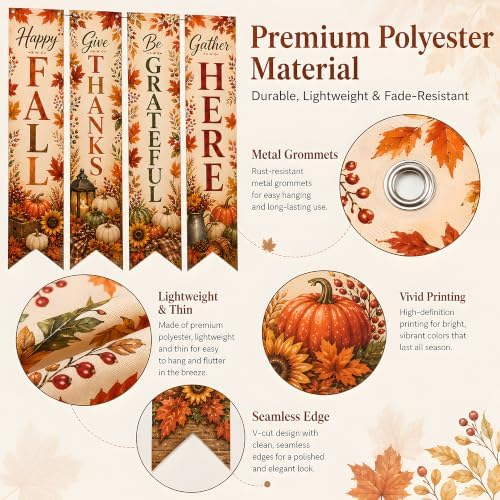 Thanksgiving Decorations - 4 PCS Vertical Fall Harvest Hanging Banners - Image 4