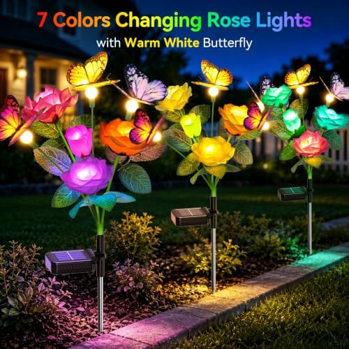 RECHOO Solar Lights Outdoor, 6 Pack Solar Flower Swaying Butterfly Lights - Image 2