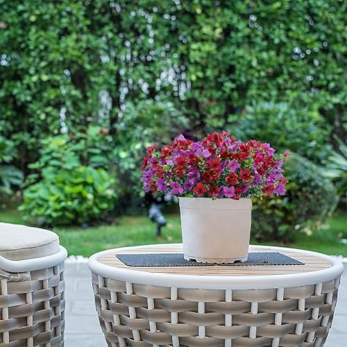 Artificial Faux Plants Flowers Outdoor Spring Summer Decoration, 12 Bundles Fake Silk Colorful Daisy Eucalyptus Realistic UV Resistant for Outside Home Planter Porch Patio Yard Decor (Red Purple) - Image 7