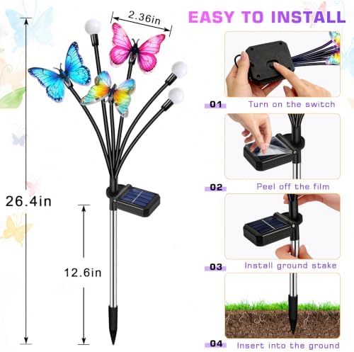Solar Garden Lights Outdoor, Butterfly Firefly Lights 2 Pack, Waterproof - Image 5
