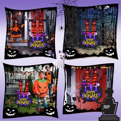 Halloween Lighted Garden Flag, Witch Feet Yard Decor, 28x40 In - Image 6