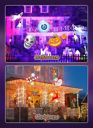 3 in 1 Halloween Christmas Projector Lights Outdoor 21 HD Effects (3D Ocean Wave + Patterns+Red Green) Waterproof with Timer Halloween Landscape Lights for Indoor Holiday - Image 7