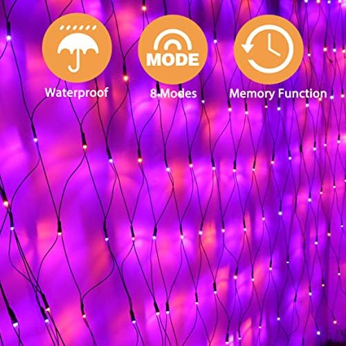 Lomotech Orange Purple Halloween Net Lights, 12ft x 5ft 360 LED Mesh Light - Image 3