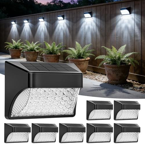Tadyreal Solar Fence Lights Outdoor Waterproof IP65, 10 Lighting Modes Fence Lights Solar Powered with 15 Bright Led Lens, Backyard Light Outdoor for Deck Railing Step Pool Patio Wall - 8 Pack by TadyrealSolarLights
