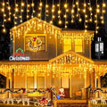 Icicle Lights for Outside 33FT 400 LED Warm White Christmas Lights by Einiiya