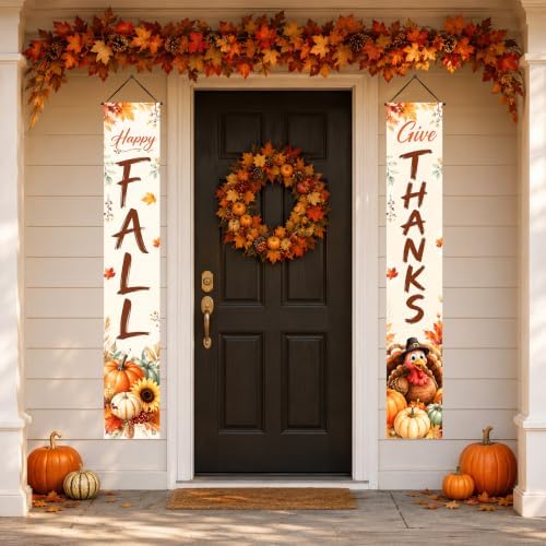 IVN Thanksgiving Turkey Pumpkin Porch Banners 12x71 Inch Set of 2 - Image 4
