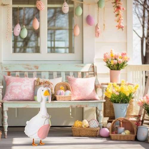 FuWeave Porch Goose Outfit 17", Pink White Easter Bunny for Lawn Patio - Image 5