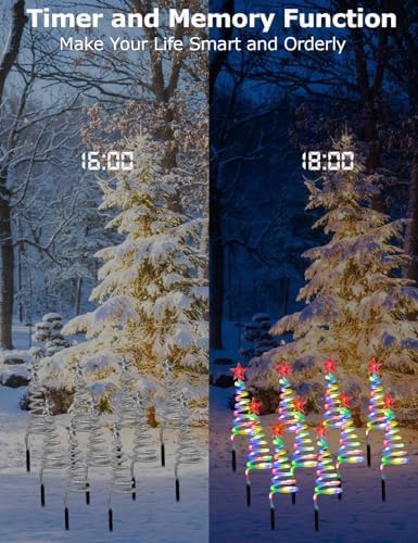 8 Pack Christmas Pathway Lights Outdoor with RGBW DIY Modes, APP Control Spiral Lighted Xmas Tree Path Lights with Scene Modes, Schedule & Music, Christmas Yard Decorations Outdoor Waterproof - Image 5