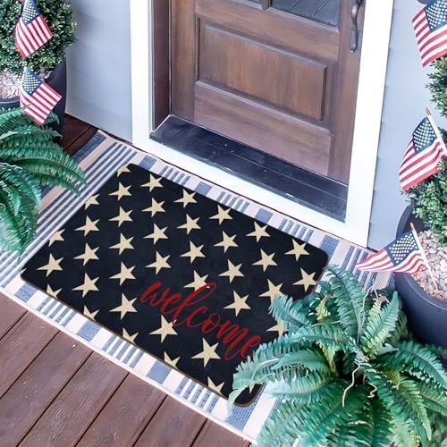 July 4th Door Mat,American Patriotic Memorial Day Blue Stars Indoor Outdoor Non-Slip Doormat,Entryway Front Porch Farmhouse Summer Welcome Door Mat Colorful for Entrance Decor 30" x 17" - Image 5