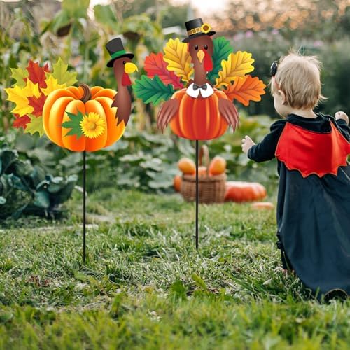 Suzile 2 Pcs Thanksgiving Turkey Decorations Outdoor Metal Turkey Garden Stakes 37 Inch Happy Thanksgiving Autumn Fall Outdoor Decorations for Home Garden Lawn Porch Fall Decor - Image 5