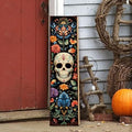 Halloween Dia De Los Muertos Wooden Skull Welcome Sign, Fall Porch Sign for Front Door Decorations, 31.5"H by PEROUU