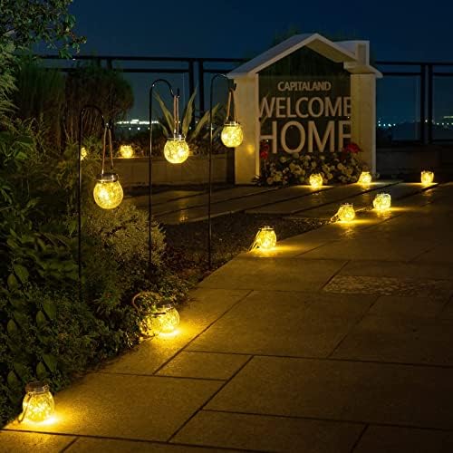 ROSHWEY Solar Lantern Gifts for Women, 4 Pack Hanging Garden Decor Lights Outdoor Waterproof with 30 LED for Halloween Christmas Easter Gift - Image 4