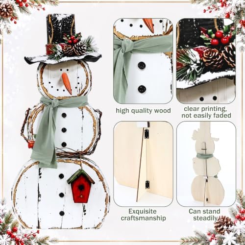 Christmas Snowman Wooden Porch Sign, 35" H Standing Porch Outdoor Decor - Image 4