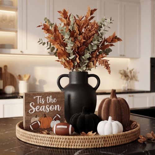 White Black Brown Flocked Pumpkins, Resin Pumpkin Modern Thanksgiving Decor - Image 3