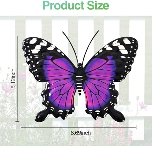 Metal Butterfly Wall Decor-4 Pack Butterfly Hanging Wall Decor Outdoor Fence Wall Art Decor for Indoor or Outdoor, Yard Patio Fence Garden Decorations - Image 3