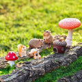 Fairy Garden Accessories, 7 Pieces Squirrel & Hedgehog Resin Figures with Acorn & Mushroom, Handmade Miniature Decor, Garden Miniatures and Home Decorations, Perfect DIY Gift by Unknown