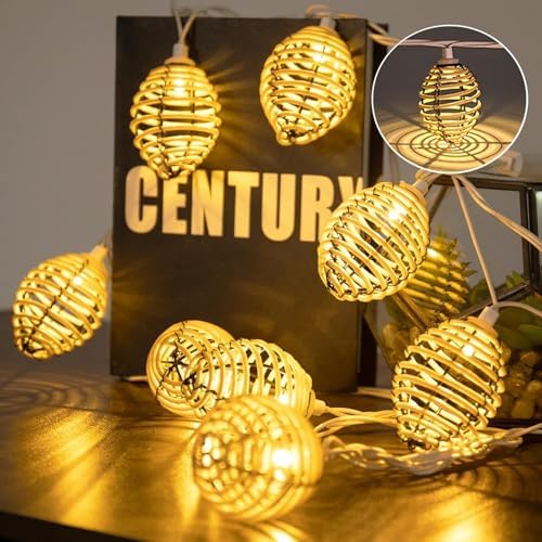 Vigdur Patio String Lights, 10FT Rattan Decorative String Lights Plug in by Vigdur