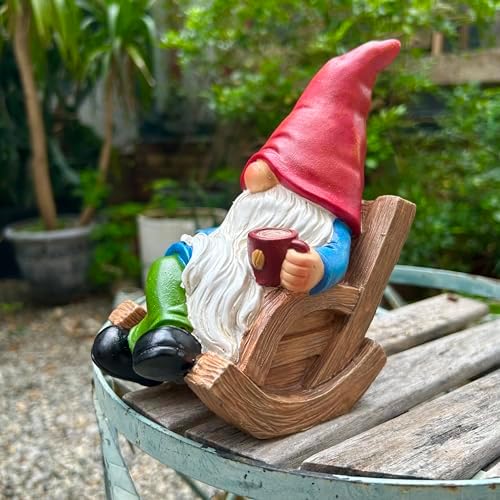 Drinking Coffee Faceless Garden Gnome Statue Decoration 7.1" Figurine Ornament for Indoor Outdoor Home Patio Yard Lawn - Image 2