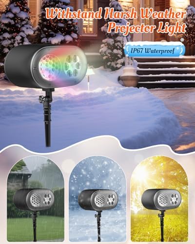 2025 Upgraded Brighter HD Christmas Projector Lights, IP67 Waterproof Outdoor Christmas Decoration Projector Light, Festive Atmosphere Projection Lights for House Yard Party Decorations with Remote - Image 5