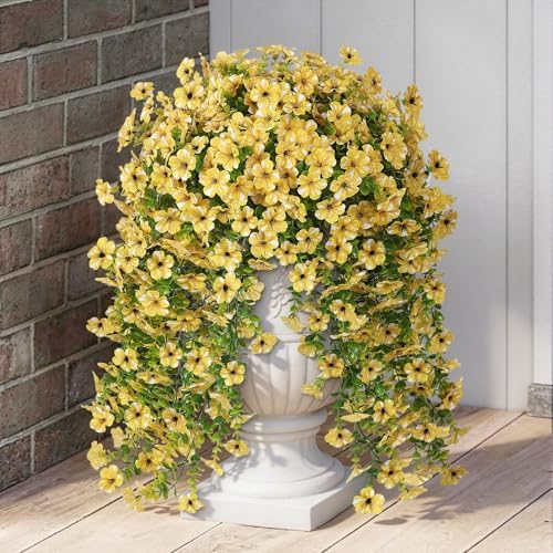 4PCS 29.5"Fake Hanging Flower&Eucalyptus for Front Porch Decor(Yellow) - Image 2