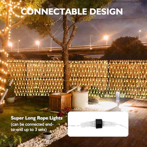 (Upgraded) Outdoor Christmas Lights, 360 LED Christmas Net Lights, 12x5Ft Outdoor String Lights, 8 Modes Waterproof Christmas Decorations for New Year, Bushes, Gardens, Lawns, Patio - Warmwhite - Image 3