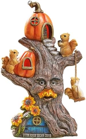 TERESA'S COLLECTIONS Fall Outdoor Decor Tree Spirit Pumpkin Solar Resin 11" by TERESASCOLLECTIONS