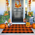 KILOCOCO Halloween Buffalo Plaid Rug 3x5 ft Orange and Black Front Door Rug by Kilococo