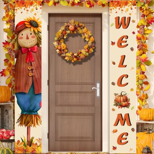Fall Decor Banner,Scarecrow Thanksgiving Decorations Autumn Banner by AEHHDL