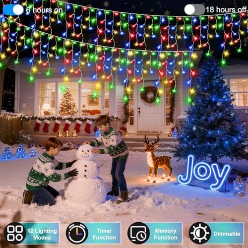 670 LED 66FT Christmas Icicle Lights, 148 Drops, 12 Modes, Multicolor - Image 3