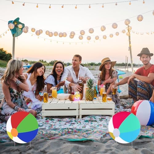 Tandefio 3 Pcs Summer Beach Balls Yard Signs with Stakes, 11.8 Inch Beach Ball Lawn Decorations Waterproof Lawn Stakes for Outdoor Patio Garden Yard Party Sidewalks Decorations - Image 7