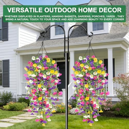 4PCS Artificial Hanging Flowers 276 Heads Faux Petunias with Eucalyptus - Image 4