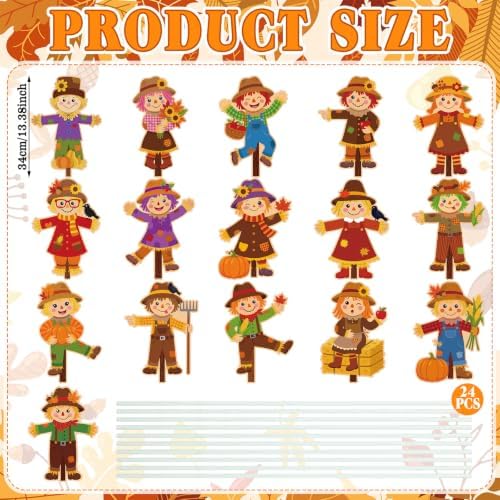 Thyle 12 Pcs 13.4'' Fall Scarecrow Yard Sign Outdoor Decoration with Stake - Image 2