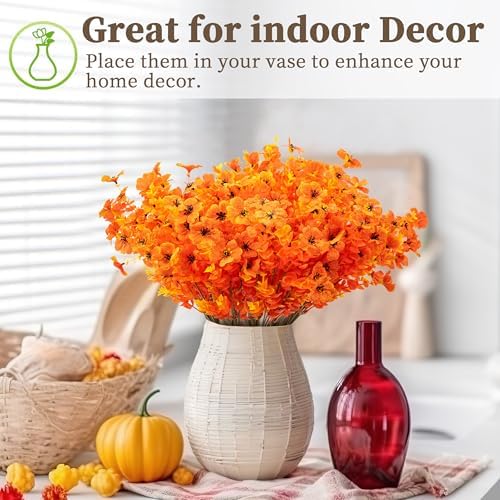 ColoPlay 18 Bundles Artificial Mums for Outdoors, Fake Flowers Fall Decor - Image 5