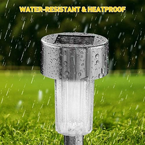 Solar Lights Outdoor, 12Pack Stainless Steel Outdoor Solar Lights - Waterproof, LED Landscape Lighting Solar Powered Outdoor Lights Solar Garden Lights for Pathway Walkway Patio Yard & Lawn-Cool White - Image 4