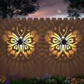 Hapjoy Solar Fence Lights 2 Pack Outdoor Deck Step Wall Lights Metal Waterproof LED Warm Yellow Light for Garden Post Patio Backyard Yard Decor (Butterfly-Star, 2) by Hapjoy